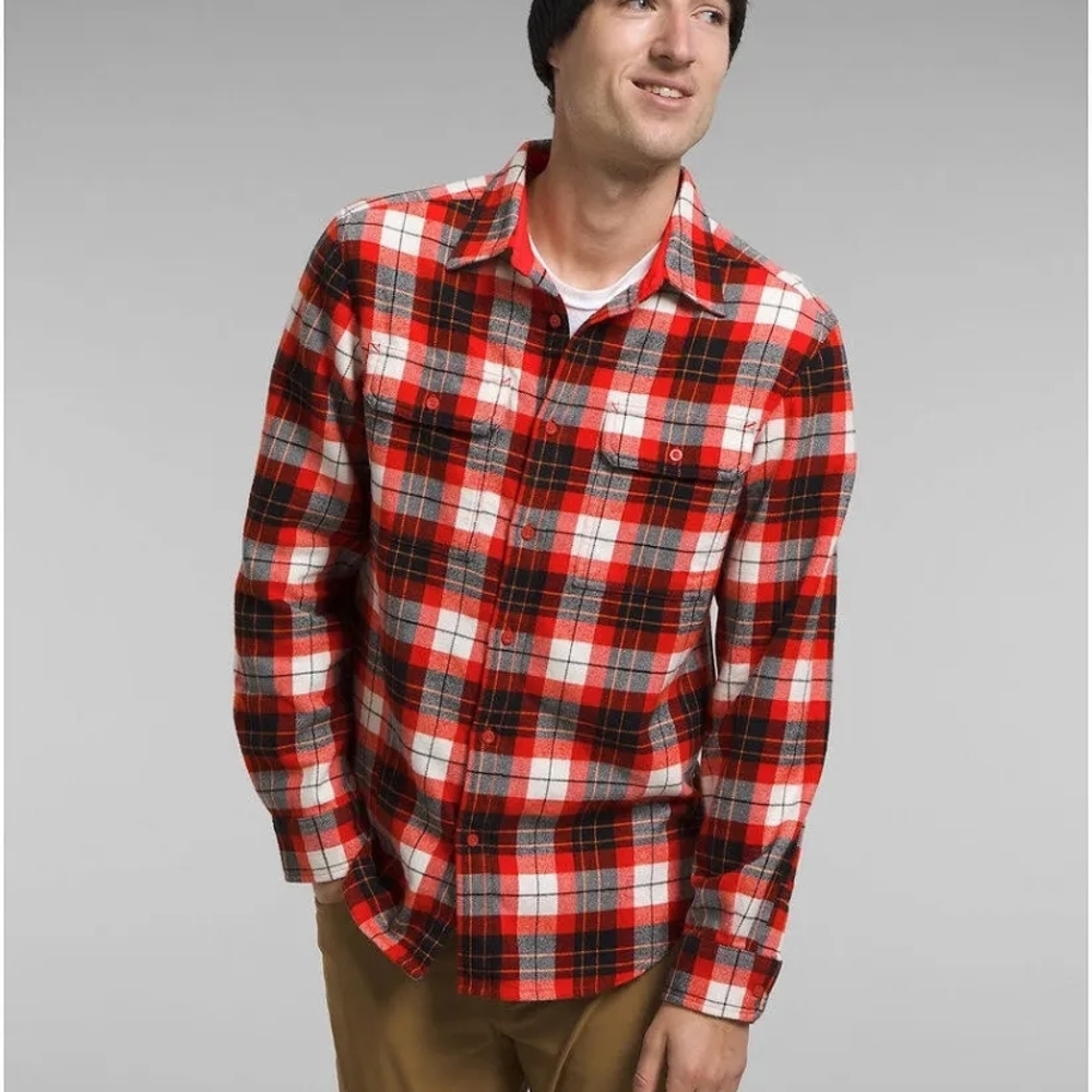 The North Face Arroyo Plaid Red and Black Flannel Button-Up Shirt Size Medium